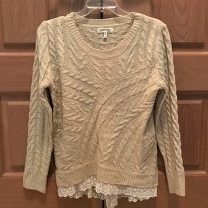 Monteau Cable knit Sweater with Lace